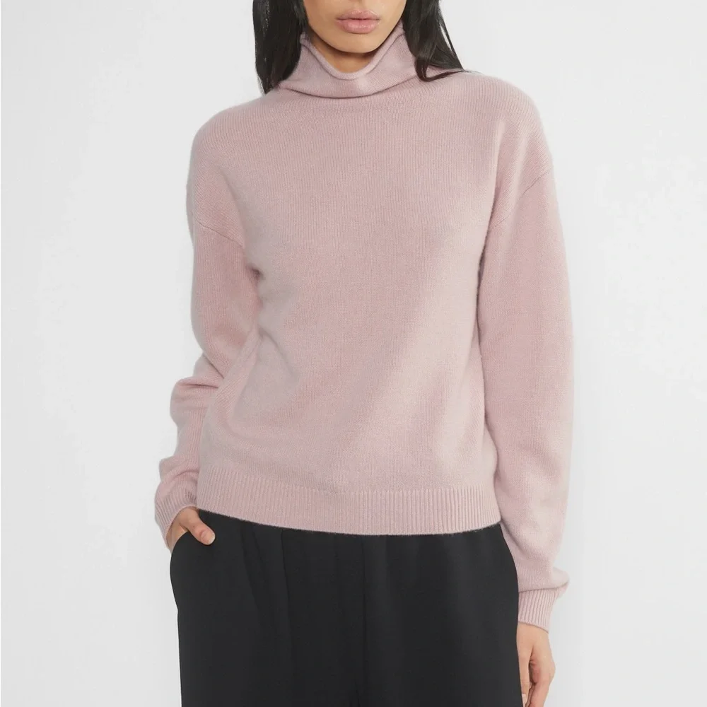 Babaton Bow Pink 100% Cashmere Mock Neck Sweater Size S - Picture 1 of 7